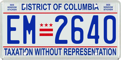 DC license plate EM2640