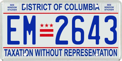 DC license plate EM2643