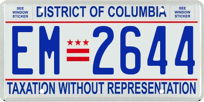 DC license plate EM2644