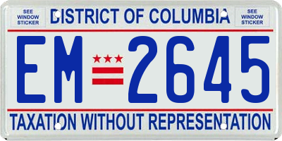 DC license plate EM2645