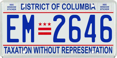 DC license plate EM2646