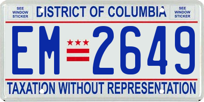 DC license plate EM2649