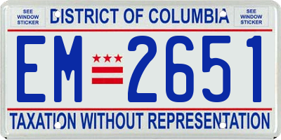 DC license plate EM2651