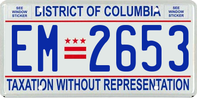 DC license plate EM2653