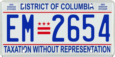 DC license plate EM2654