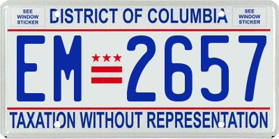 DC license plate EM2657