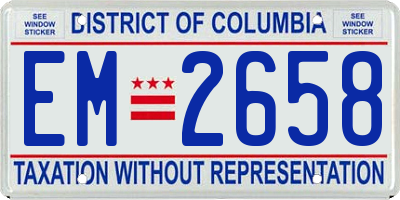 DC license plate EM2658