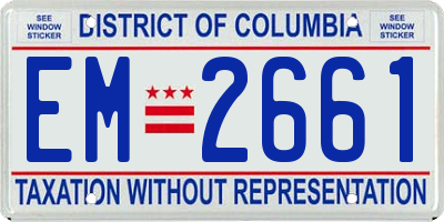 DC license plate EM2661