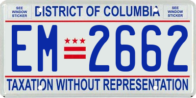 DC license plate EM2662