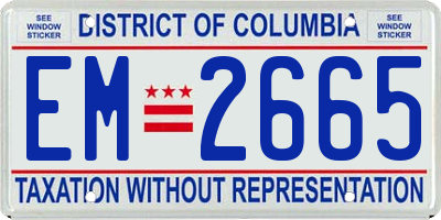 DC license plate EM2665