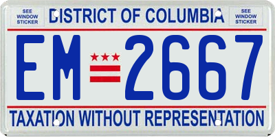 DC license plate EM2667