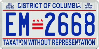 DC license plate EM2668