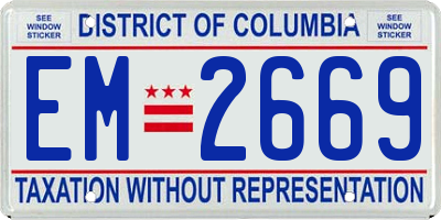 DC license plate EM2669