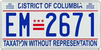 DC license plate EM2671