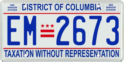 DC license plate EM2673