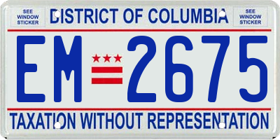DC license plate EM2675