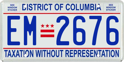 DC license plate EM2676
