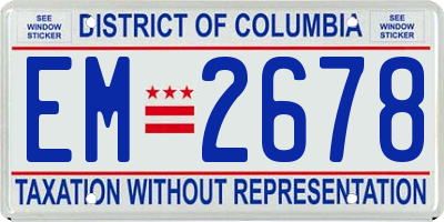 DC license plate EM2678
