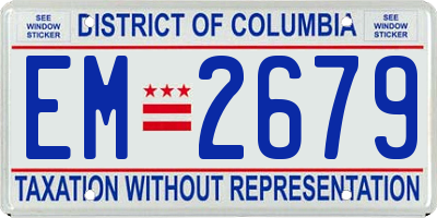 DC license plate EM2679