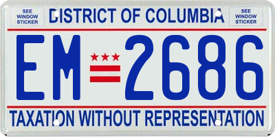 DC license plate EM2686