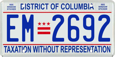 DC license plate EM2692