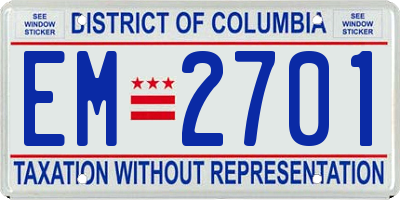 DC license plate EM2701