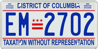 DC license plate EM2702