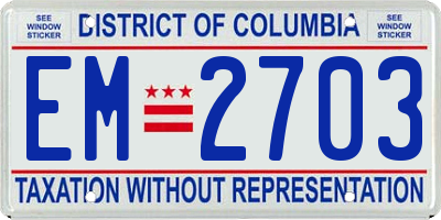 DC license plate EM2703
