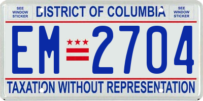 DC license plate EM2704