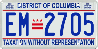 DC license plate EM2705