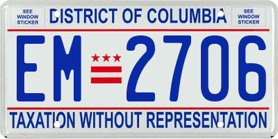 DC license plate EM2706