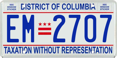 DC license plate EM2707