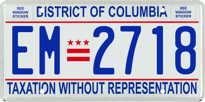 DC license plate EM2718