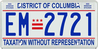 DC license plate EM2721