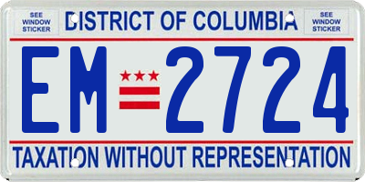 DC license plate EM2724