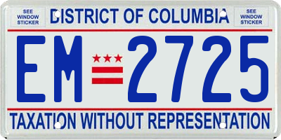 DC license plate EM2725