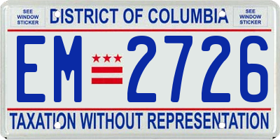 DC license plate EM2726