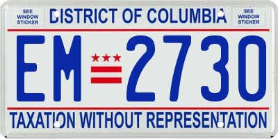 DC license plate EM2730