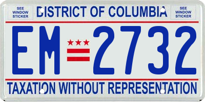 DC license plate EM2732