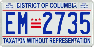 DC license plate EM2735