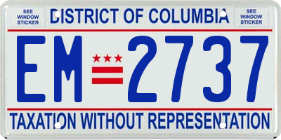 DC license plate EM2737