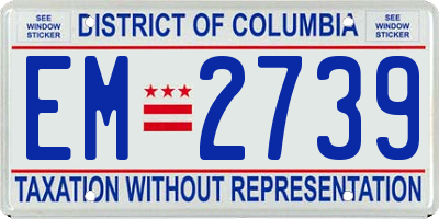 DC license plate EM2739