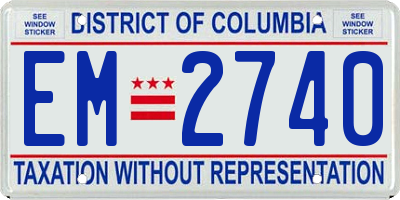 DC license plate EM2740