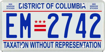 DC license plate EM2742