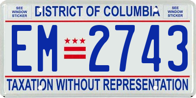 DC license plate EM2743