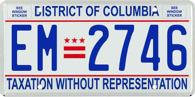DC license plate EM2746