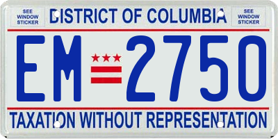 DC license plate EM2750