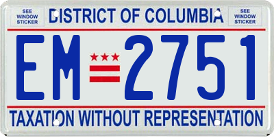 DC license plate EM2751