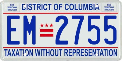 DC license plate EM2755