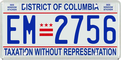 DC license plate EM2756
